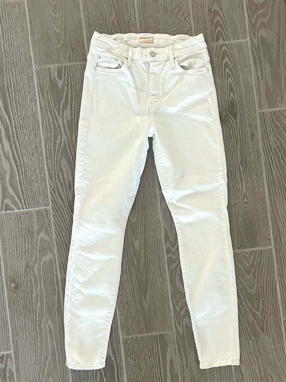MOTHER Light Cream Skinny Jeans